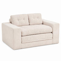 SCHLAFSOFA 2-in-1 rahmenloser Zweisitzer Cord Beige - Beige, Holzwerkstoff (85/54/140cm) - Meubliv