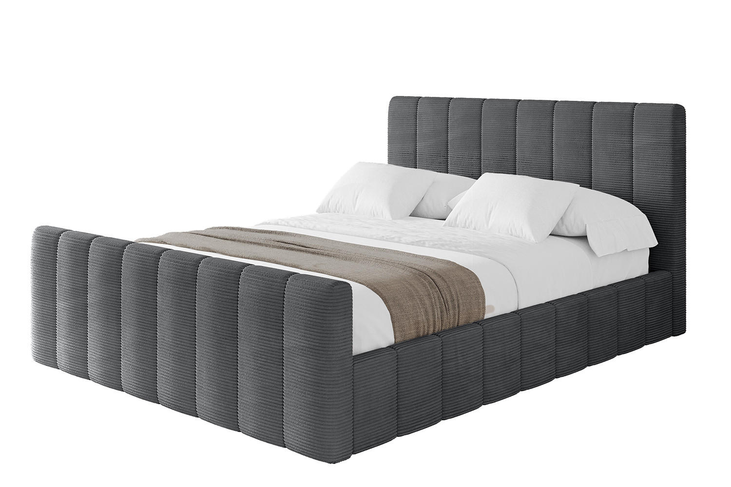 POLSTERBETT mit Bettkasten, Fußteil und Lattenrost, Boxbett mit Matratze H3/H4 - FINO-Z 180x200 Dunkelgrau - Anthrazit, Holzwerkstoff/Textil (180/200cm) - ALTDECOR