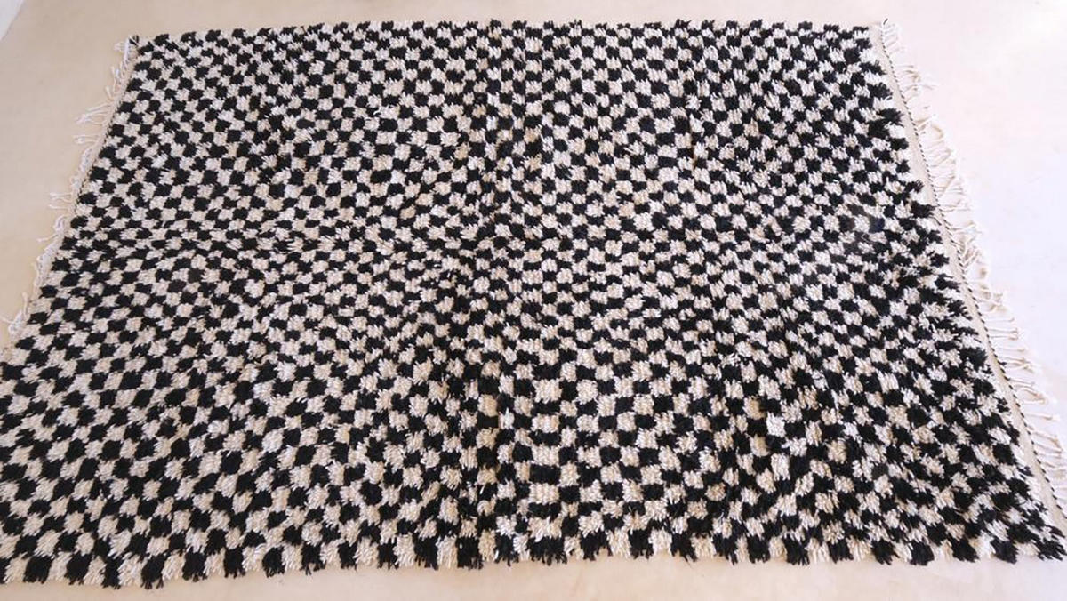 BERBERTEPPICH aus Marokko kariert 200x 300 cm - Schwarz, Naturmaterialien (200/300cm) - AFK Living