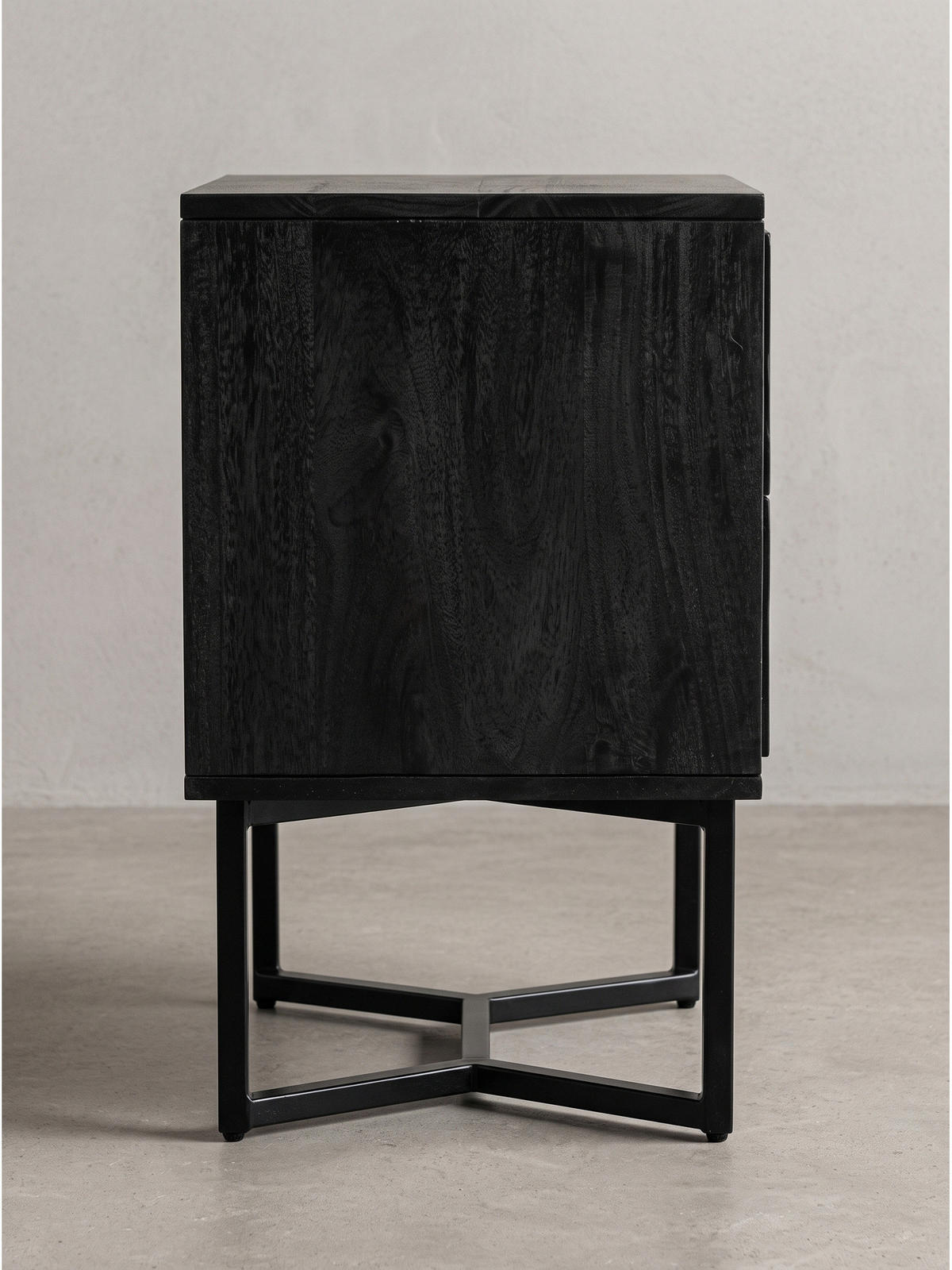 NACHTKONSOLE ORBIGO, Akazie Massivholz, Schwarz, 45 x 40 x 57 cm - Schwarz, Holz/Metall (45/57/40cm) - KADIMA DESIGN