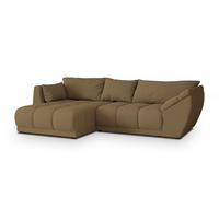 ECKSOFA ORENTI L-S Orange Boucle-Stoff mit Schlaffunktion - Orange, Holz (287/182cm) - MASSENO