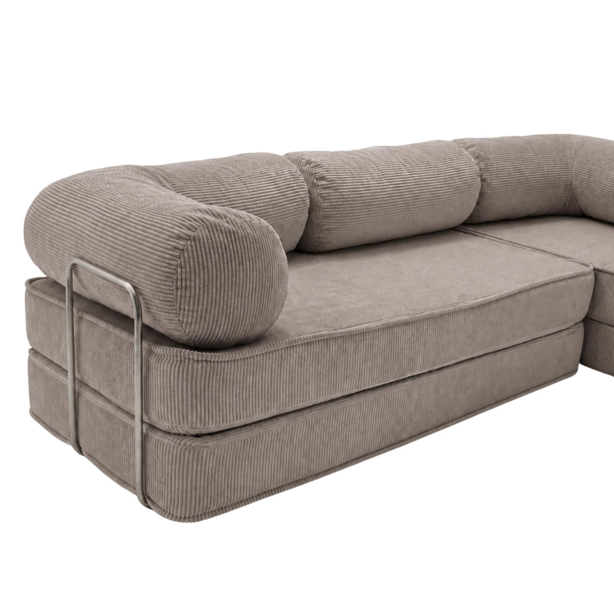ECKSOFA Cord 300 x 200 cm Taupe mit Schlaffunktion - Taupe, Textil (300/200cm) - SURB