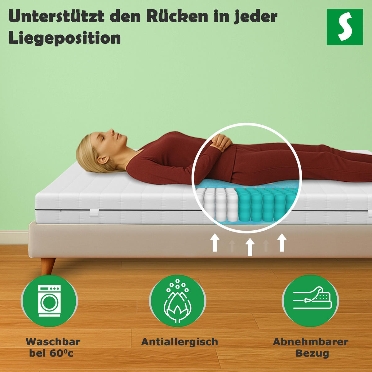 FEDERKERNMATRATZE Orthopädische H3 Komfort 160x200 cm - Weiß, Textil (160/200cm) - Schlaftroll