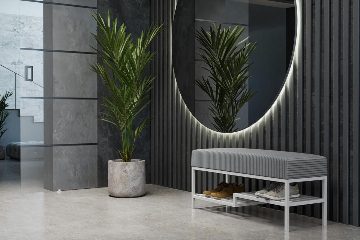 SITZBANK Loft 100 × 45 cm Weiß/Grau - Weiß/Grau, Metall (100/45/35cm) - Design Möbel