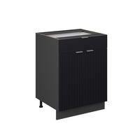 KUCHYŇSKÉ SKŘÍŇKY Fame-Line, černé pruhy, 60 cm se zásuvkou, bez pracovní desky - černá/antracitová, kompozitní dřevo (60/82/51.6cm) - Vicco