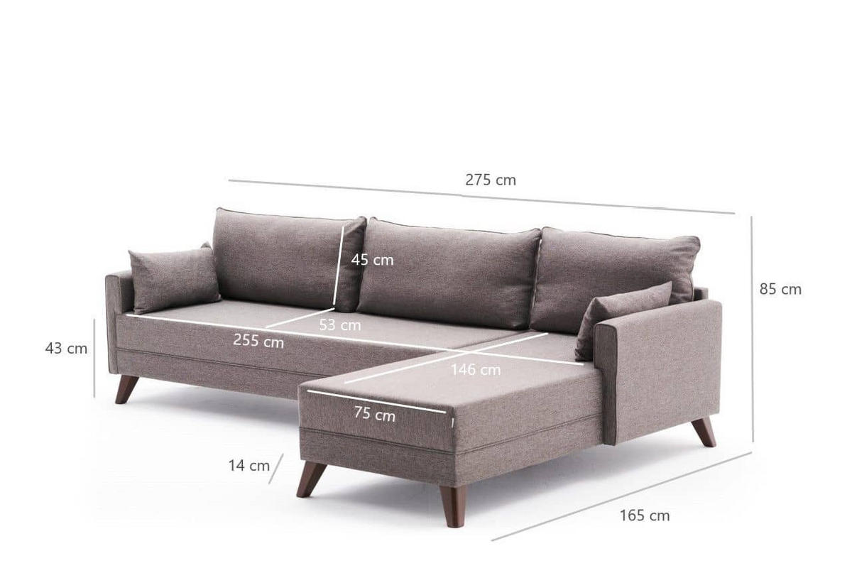 ECKSOFA mit losen Rückenkissen und Schlaffläche - Taupe/Rotbraun, Holz/Kunststoff (165/275cm) - myHomelando