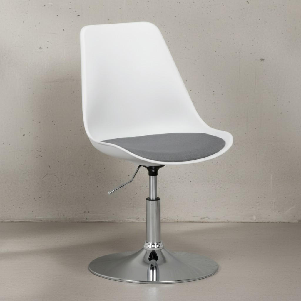 DREHSTUHL Kunstleder Trompetenfuß Chromgestell, Grau 46x46x88 cm - Silberfarben/Grau, Textil/Metall (46/88/46cm) - KADIMA DESIGN