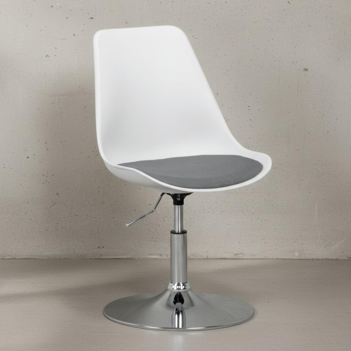 DREHSTUHL Kunstleder Trompetenfuß Chromgestell, Grau 46x46x88 cm - Silberfarben/Grau, Textil/Metall (46/88/46cm) - KADIMA DESIGN