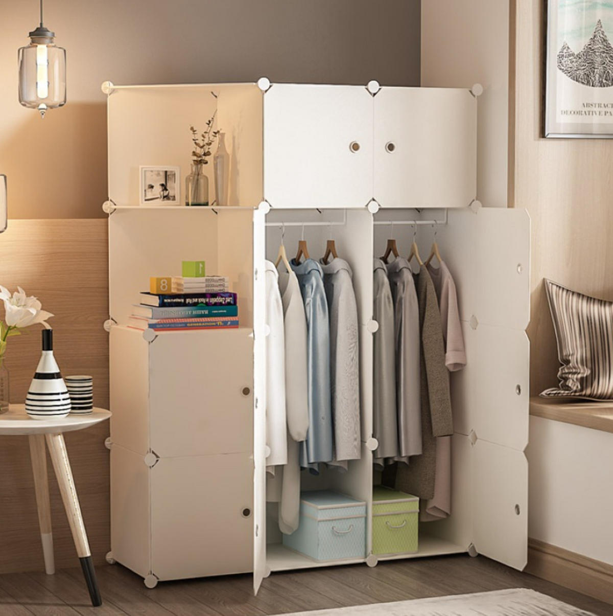 KLEIDERSCHRANK weiß 147/111/47 cm - Weiß, Textil (111/147/47cm) - MUVU