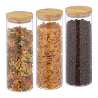 3XVORRATSGLAS - Transparent, Glas/Holz (10/28/10cm) - Relaxdays