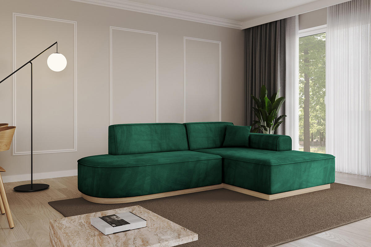 ECKSOFA Ottomane Rechts IREA-L1 - 232x165x80 cm Grün - Dunkelgrün, Holzwerkstoff/Textil (232/165cm) - ALTDECOR