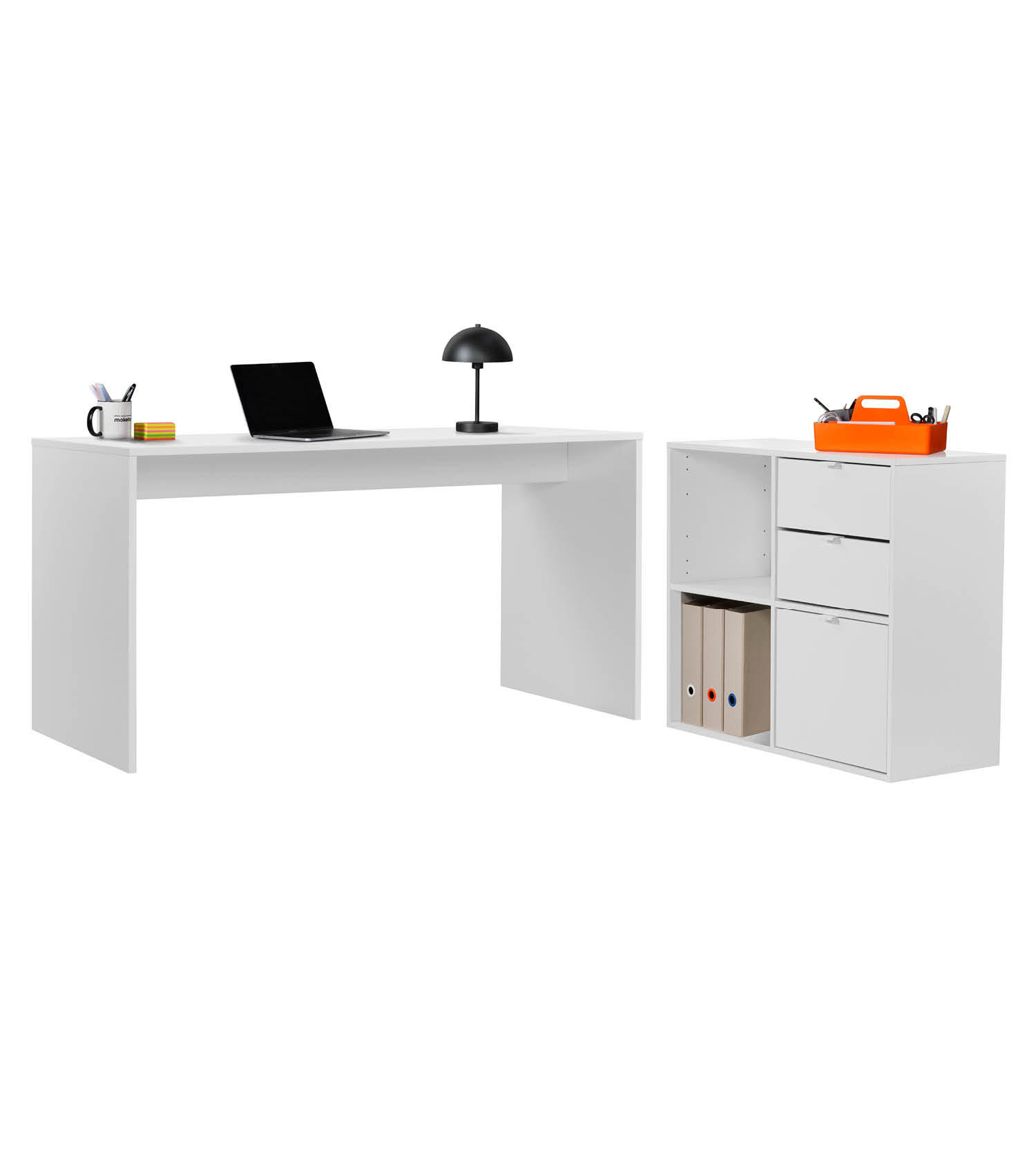 SCHREIBTISCH Der Produktive - Weiß, Holzwerkstoff (65/145/77cm) - Mokebo