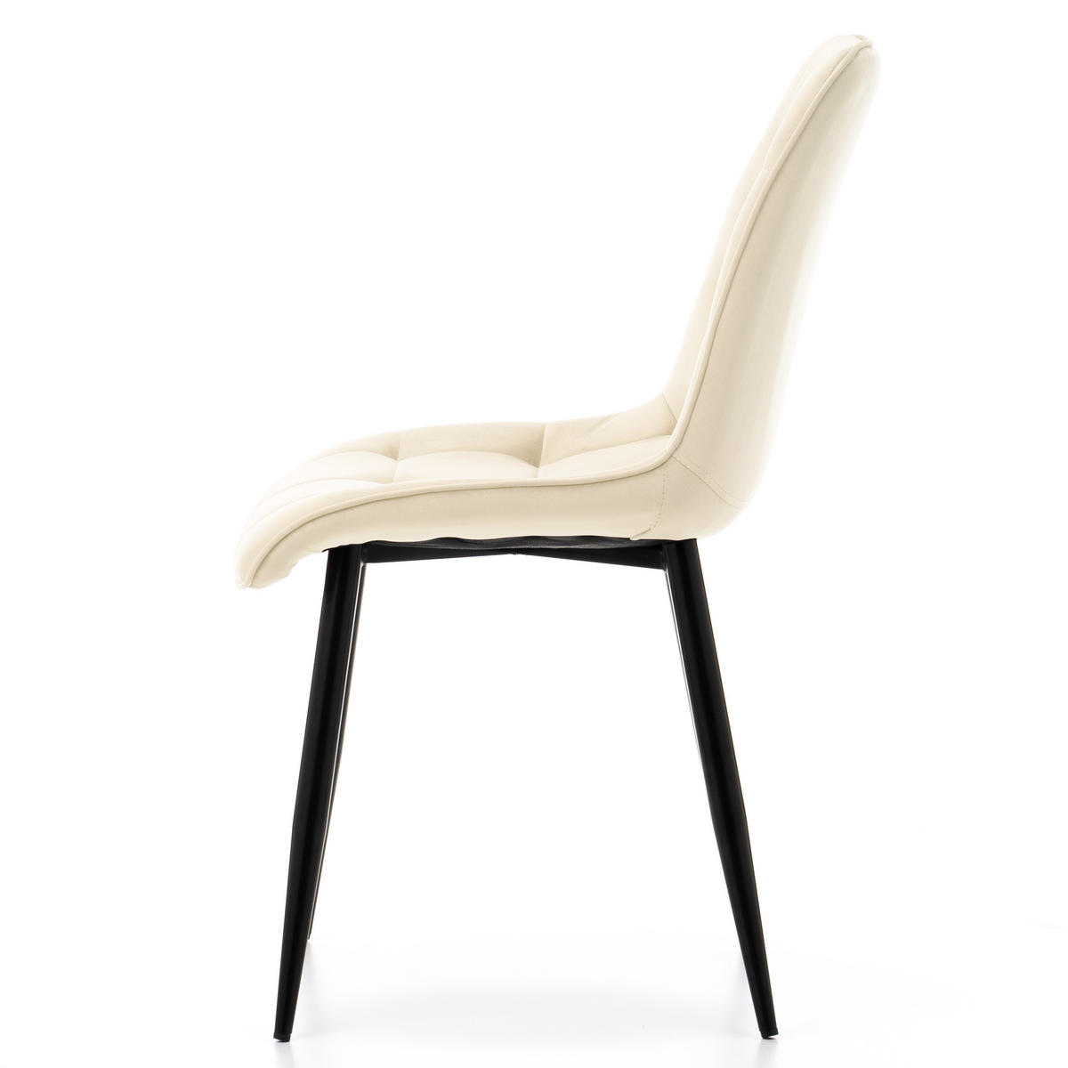 STUHL CHIC gespolsterter mit Steppung - hell beige - Samt Velours - Beige/Schwarz, Metall (50/88/47cm) - NEW HOME