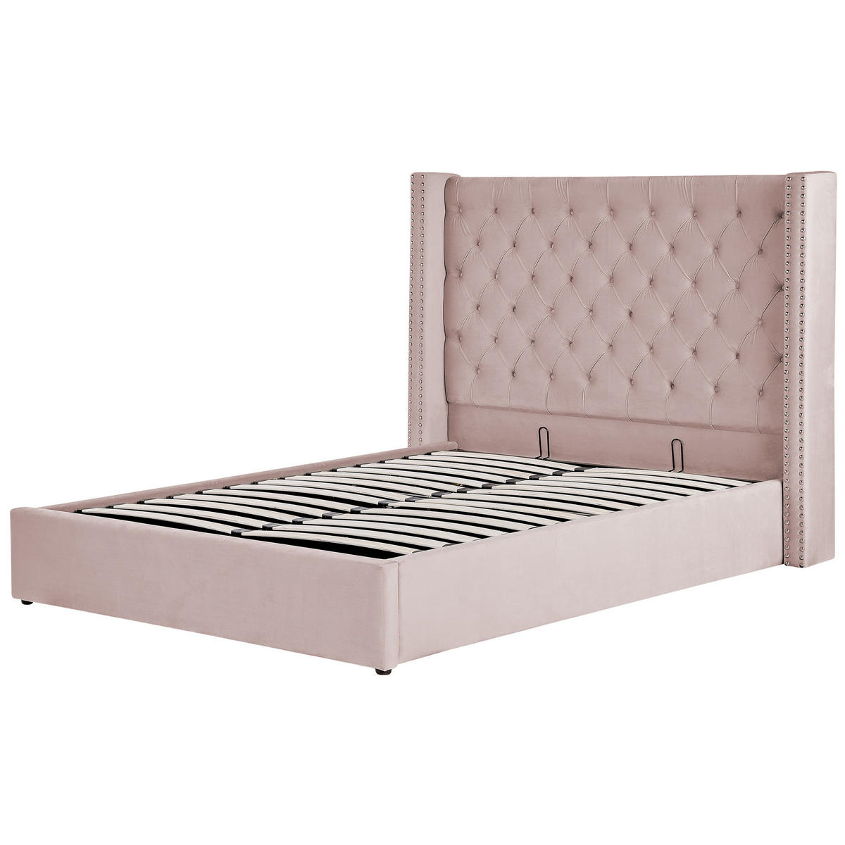 POLSTERBETT 160/200cm Pastellrosa Lubbon - Pink, Textil (160/200cm) - Beliani
