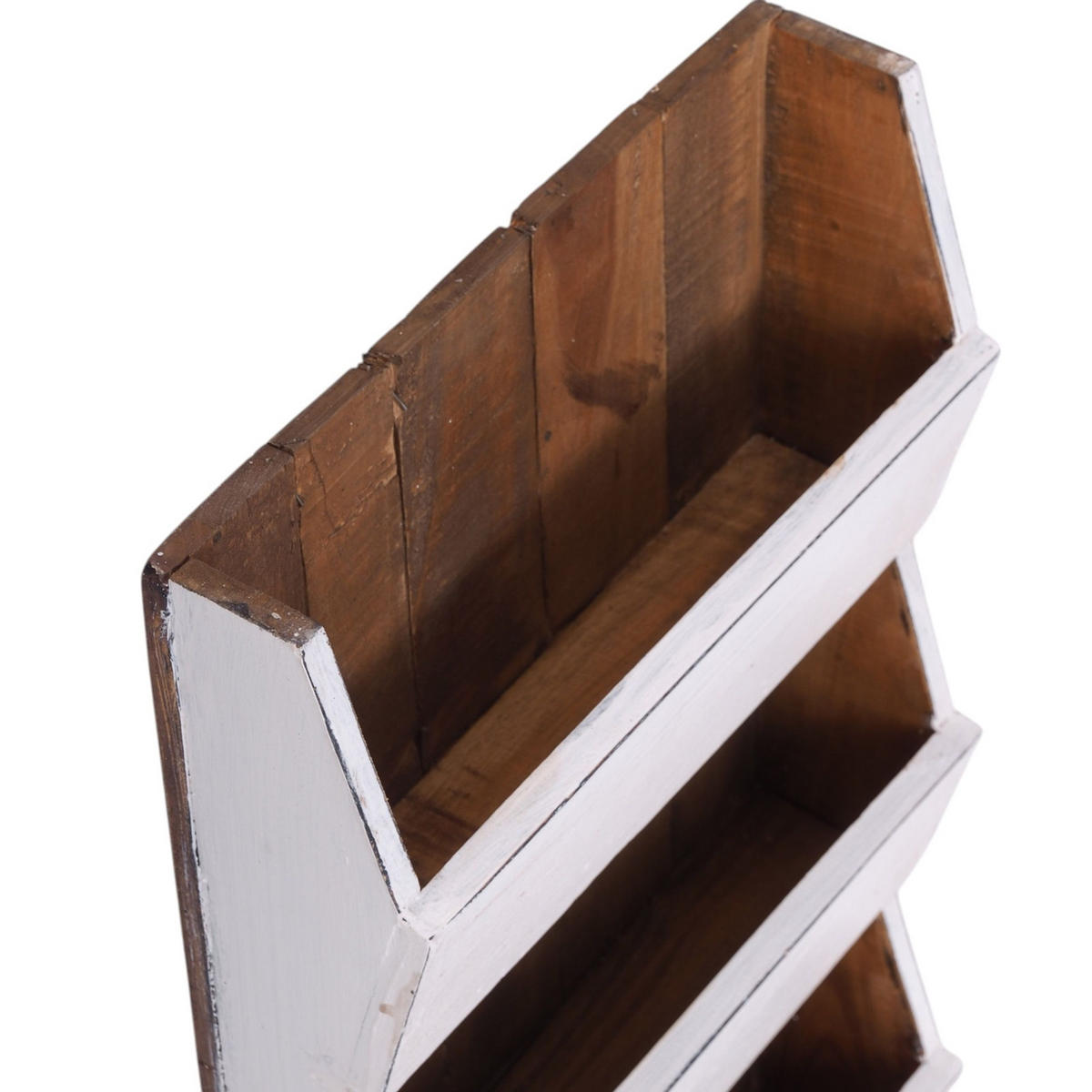 ZEITUNGS-WANDREGAL NEWS 60 Mahagoni Massivholz, 3 Fächer 06 weiß-landhaus - Weiß, Holz (38/60/11cm) - DESIGN DELIGHTS