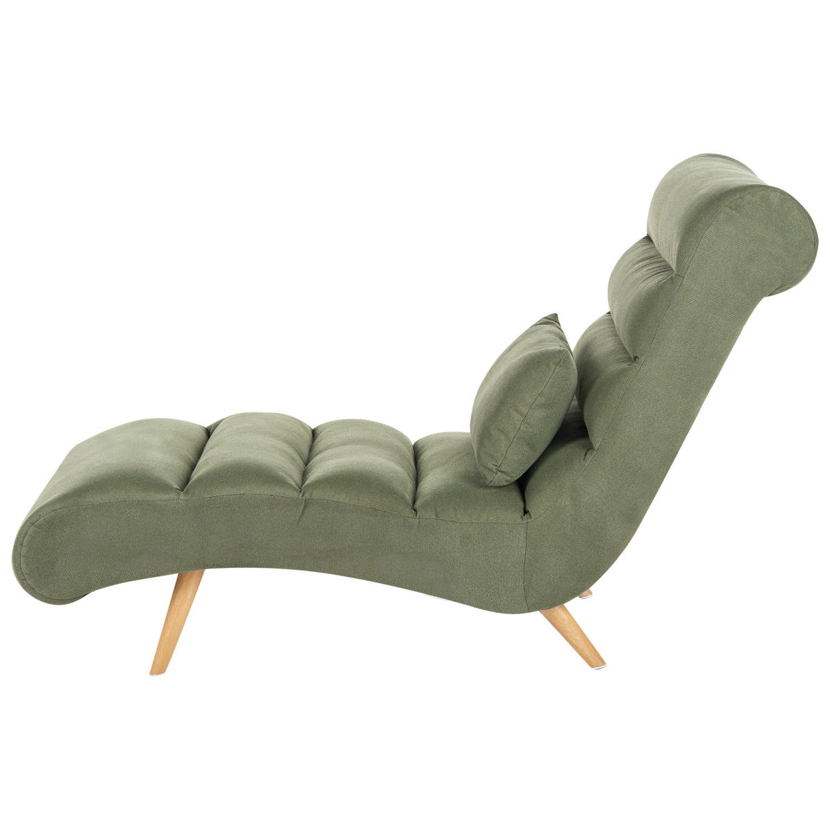 ČALOUNĚNÉ LEHÁTKO CHAISE LONGUE Látka Zelené Rives - zelená barva/hnědá, textil (78/97/160cm) - Beliani