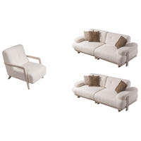 SITZGARNITUR Bully Creme Stellvariante:2+2+1 - Creme, Holz/Textil (190/85/100cm) - Villa Möbel