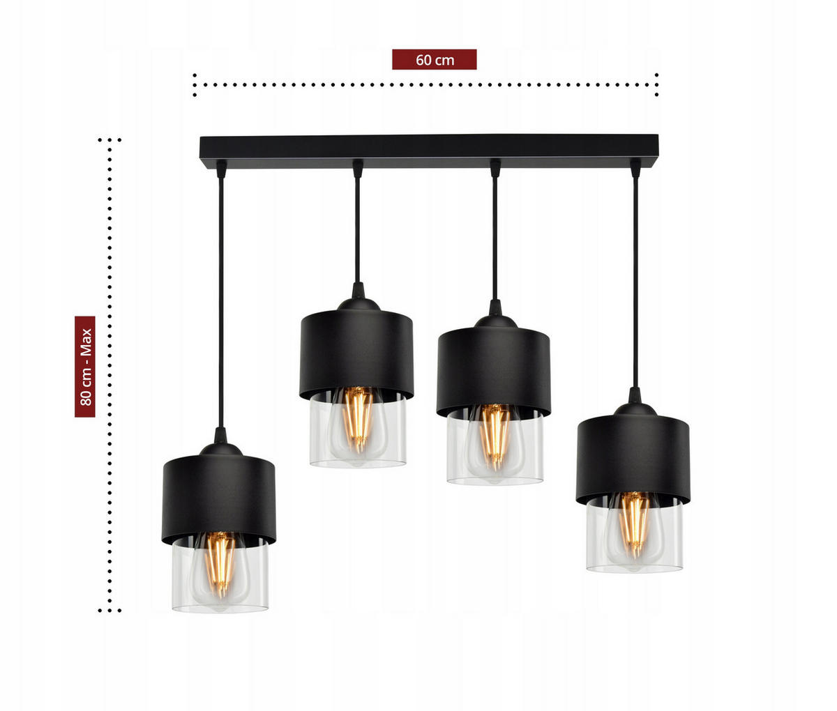 PENDELLEUCHTE Hege - Transparent/Schwarz, Glas/Metall (12/65/80cm) - kiki design