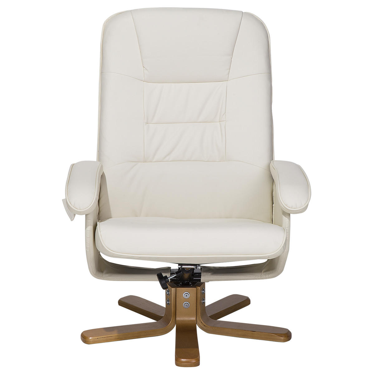 MASSAGESESSEL mit Fußhocker Kunstleder Beige Relaxpro - Beige, Holz/Textil (70/98/50cm) - Beliani