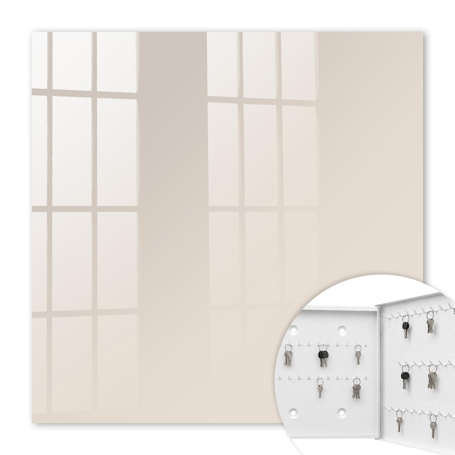 SCHLÜSSELBOX Weiß 30x30 cm – Türöffnung nach rechts - Beige Stein - Creme, Metall (30/30/5cm) - TULUP