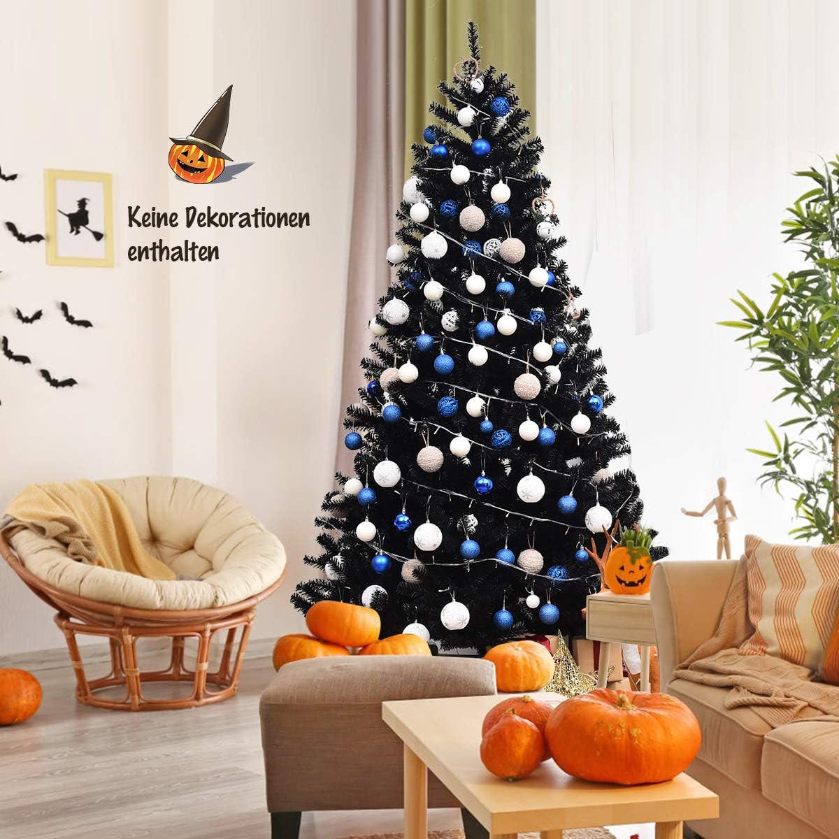WEIHNACHTSBAUM Schwarz - Schwarz, Kunststoff (225cm) - COSTWAY