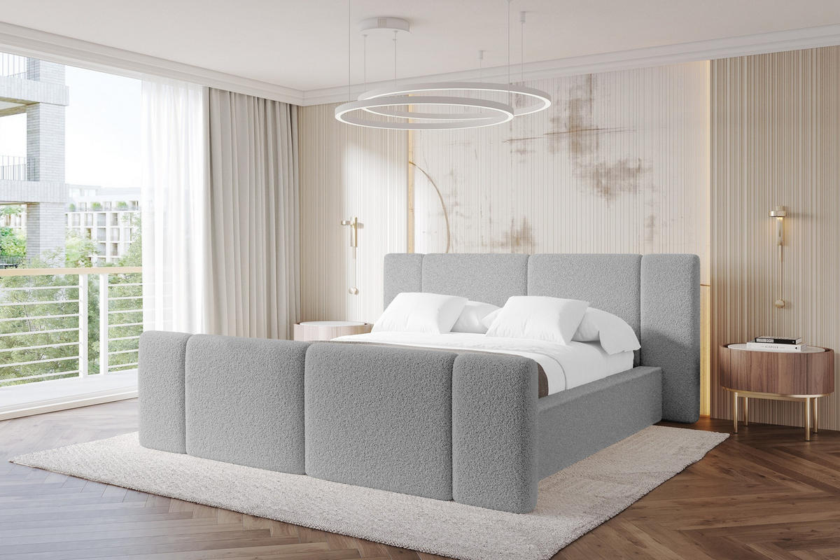 POLSTERBETT mit Bettkasten, Fußteil und Lattenrost, Boxbett ohne Matratze - RIVO-Z 200x200 Hellgrau - Taupe, Holzwerkstoff/Textil (200/200cm) - ALTDECOR