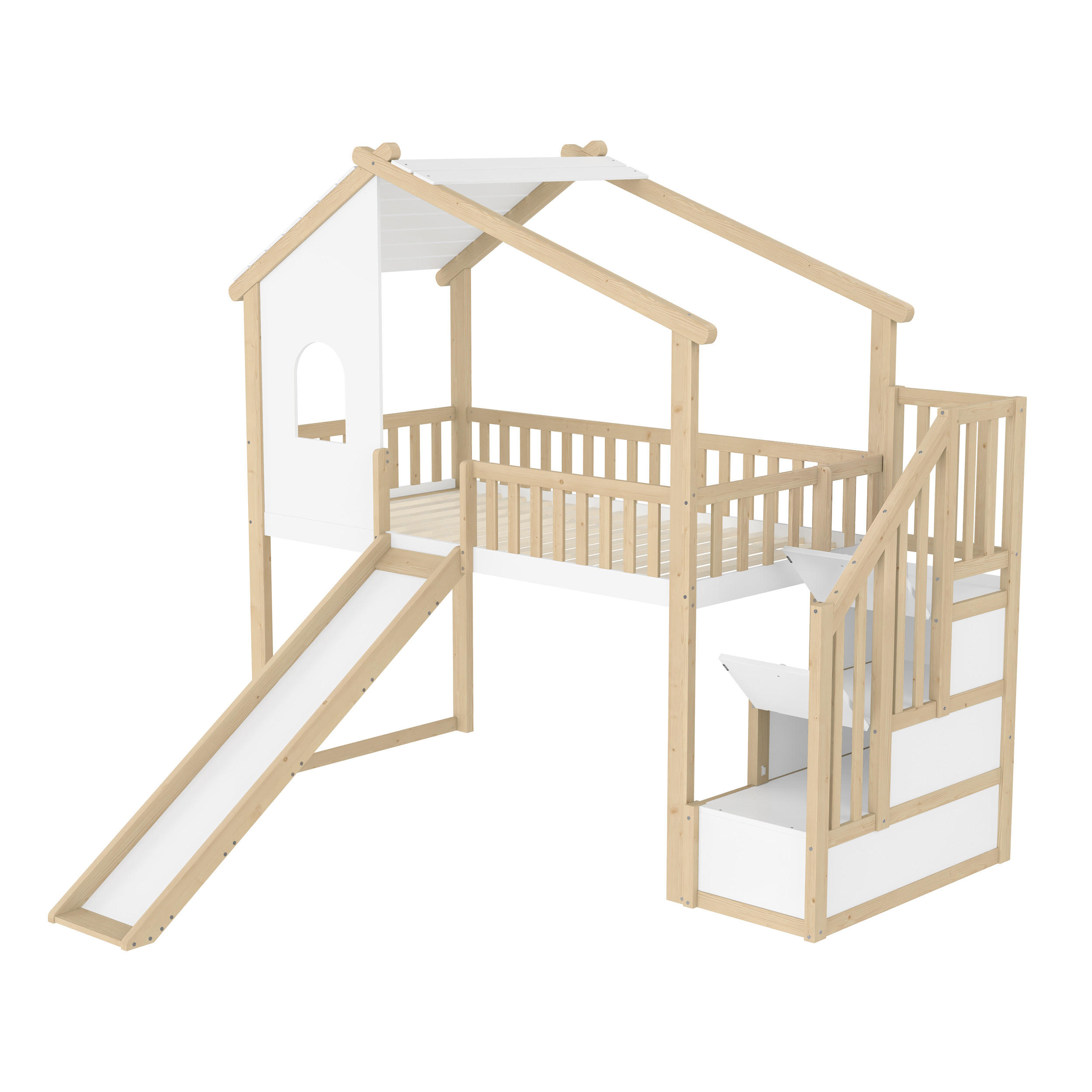 HOCHBETT mit Stauraum in Hausform Mehrfarbig 90x200 cm Holz - Multicolor, Holz (90/200cm) - SONNENH