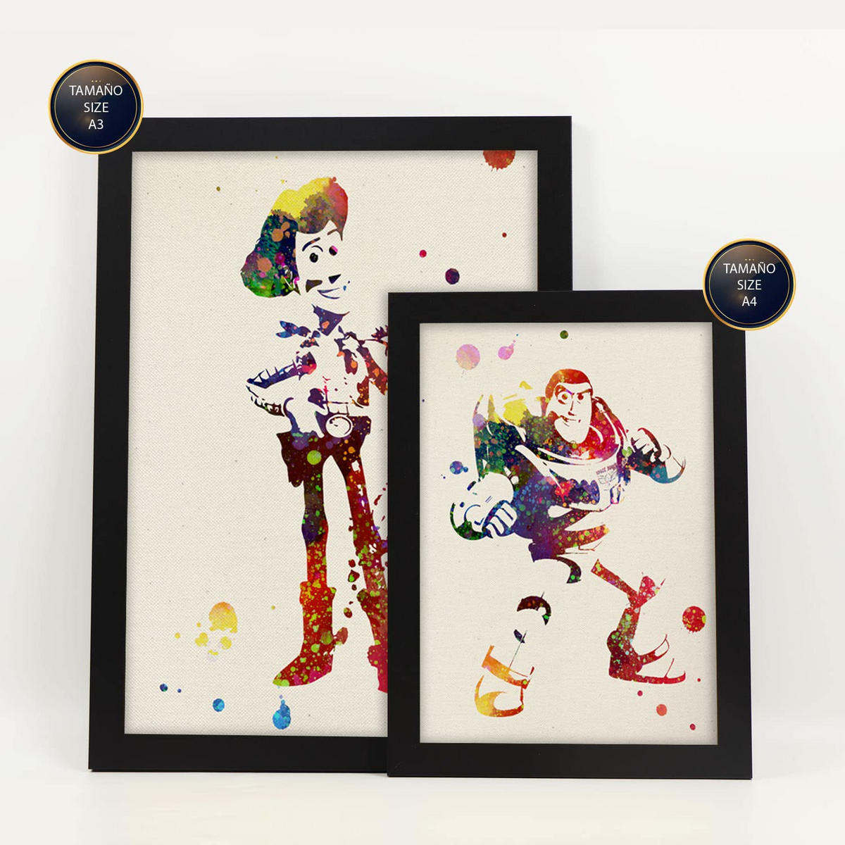 POSTER Set Mit 6 Spielzeuggeschichte Größe A3 & A4 Schwarzer Rahmen - Schwarz, Papier (29.7/1cm) - Nacnic