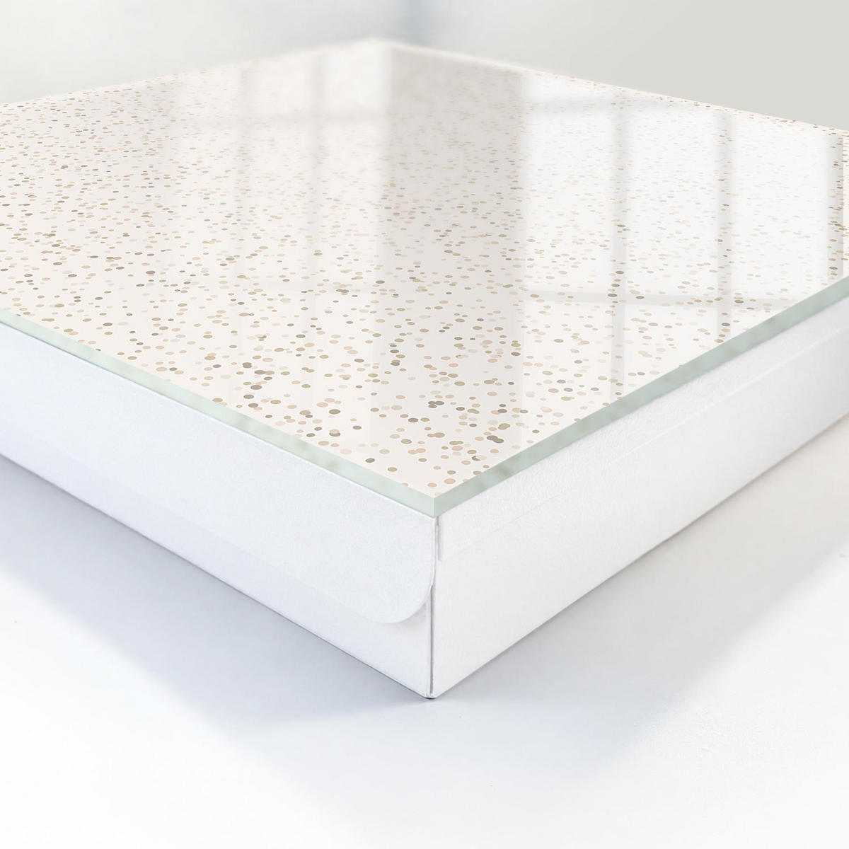 SCHLÜSSELBOX Weiß 30x30 cm – Türöffnung nach rechts - Punktmuster - Beige, Metall (30/30/5cm) - TULUP