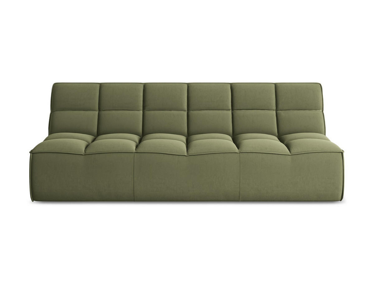 3-SITZER SOFA Samt Stoff Grün - Schwarz/Olivgrün, Kunststoff/Textil (210/75/93cm) - Makamii