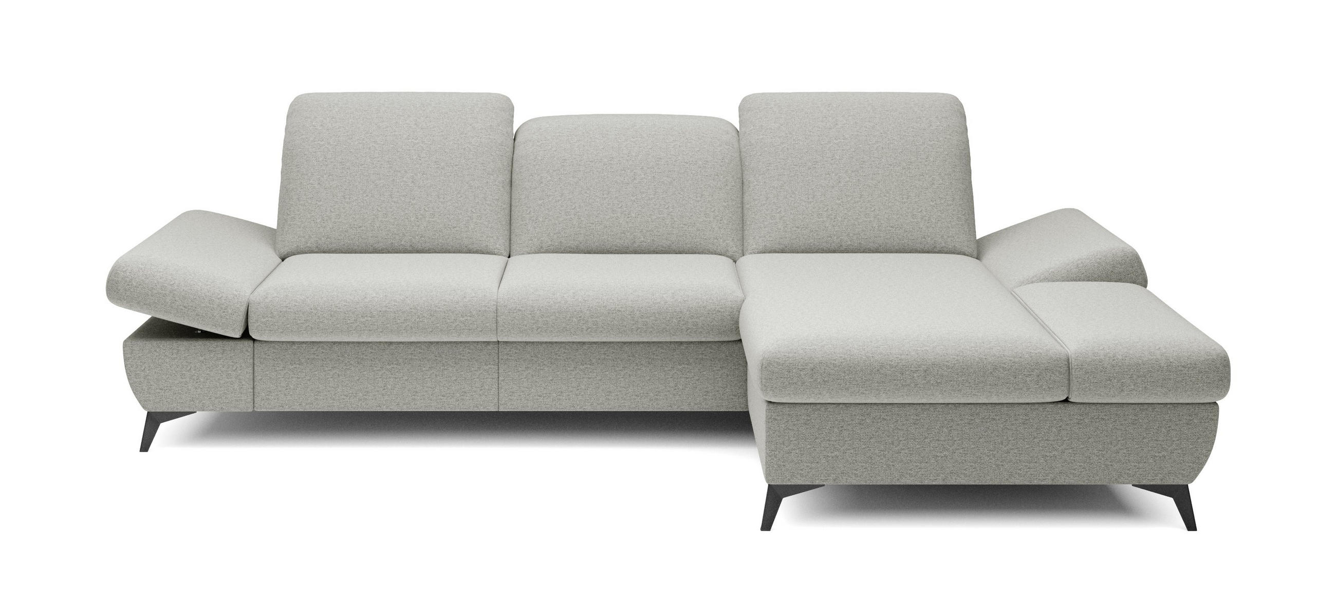 ECKSOFA FELICE R-S Grau Geflochtener Stoff mit Schlaffunktion - Grau, Holz (284/166cm) - MASSENO