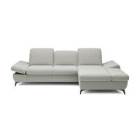 ECKSOFA FELICE R-S Grau Geflochtener Stoff mit Schlaffunktion - Grau, Holz (284/166cm) - MASSENO