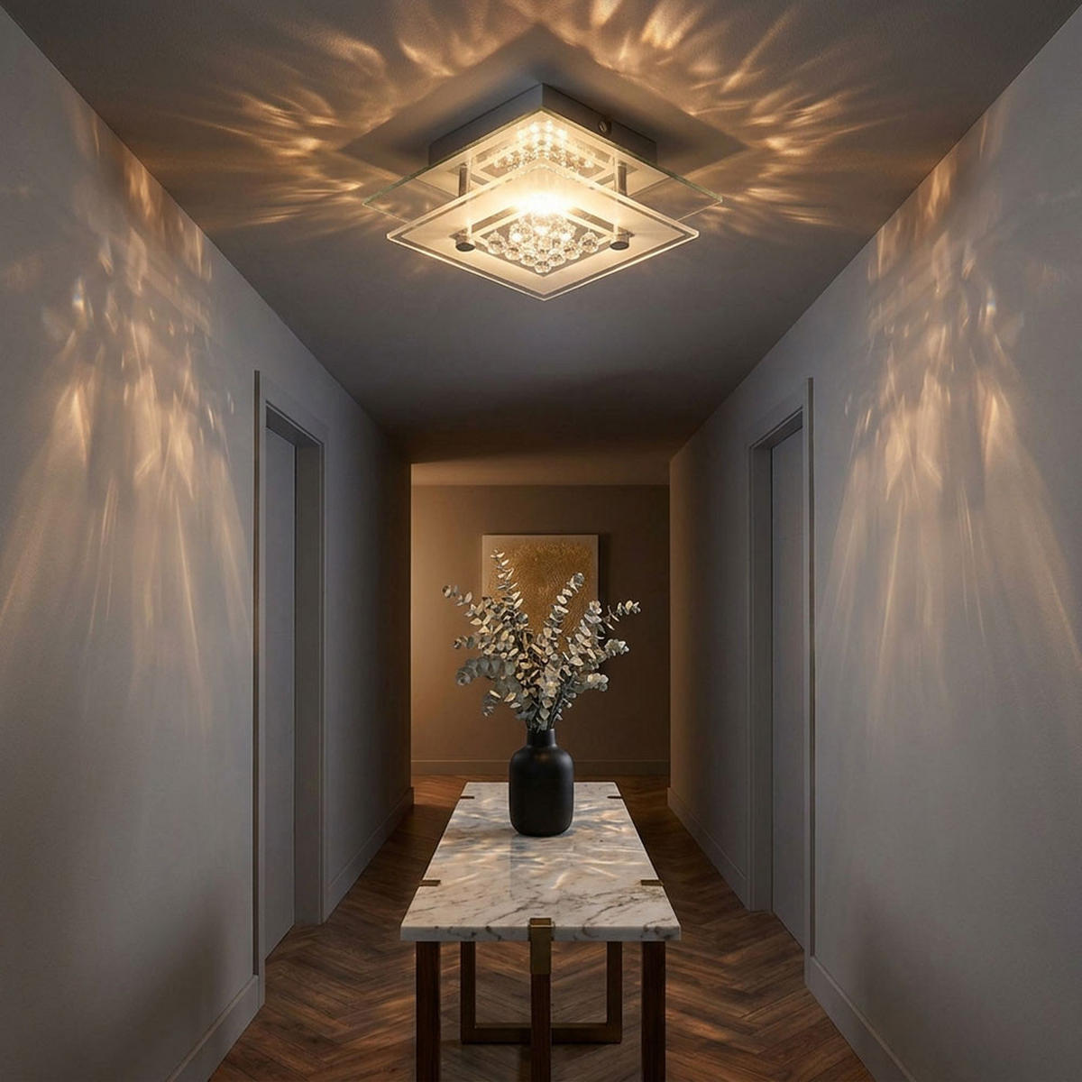 LED WANDLEUCHTE Miranda Metall Silber - Silberfarben, Glas (14/7/14cm) - Esto