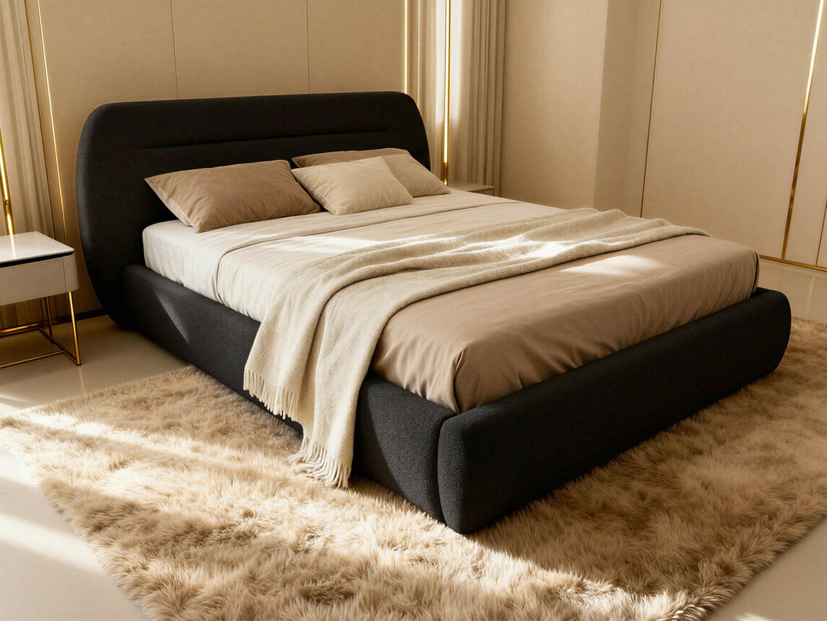 POLSTERBETT Orio - Eichefarben/Schwarz, Holz/Kunststoff (180/200cm) - Sofnet