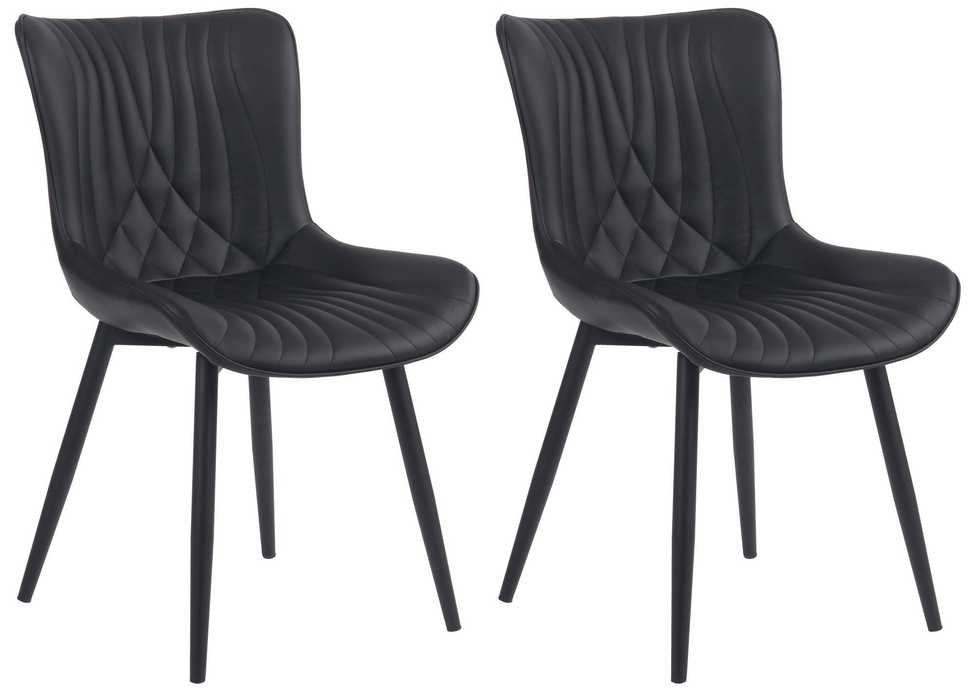 STUHL 2er Set Lederlook schwarz - Schwarz, Textil/Metall (50/80.5/62cm) - CLP