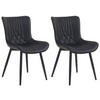 STUHL 2er Set Lederlook schwarz - Schwarz, Textil/Metall (50/80.5/62cm) - CLP