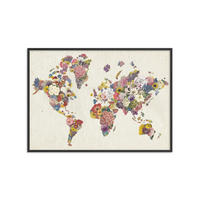 POSTER mit Rahmen Wild Apple - Botanical Floral Map Light - Multicolor/Schwarz, Holz/Papier (50/70cm) - Poster&Frame
