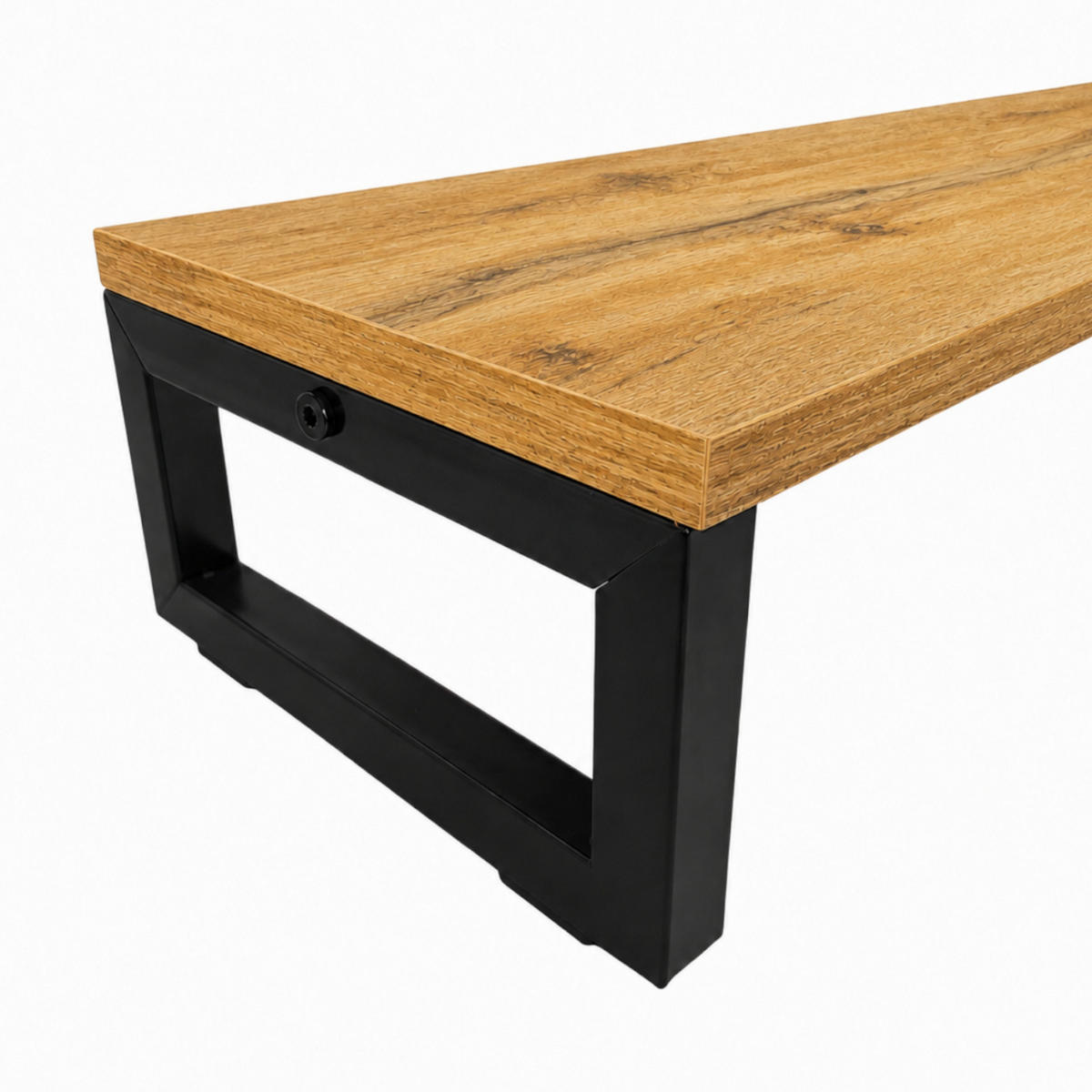 MONITORSTÄNDER MDF Metall Eiche Schwarz 90 x 20 x 10 cm erhöhte Ablage - Eichefarben, Holzwerkstoff (20/90/10cm) - Begryf