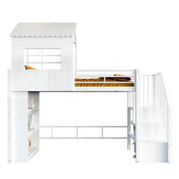 HAUSBETT 90x200 Weiß Metall Stauraum Treppe - Weiß, Metall (90/200cm) - FLIEKS