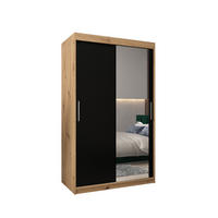 SCHWEBETÜRENSCHRANK 200/120/62 2-türig - Silberfarben/Schwarz, Holz/Kunststoff (120/200/62cm) - Abiks Möbel
