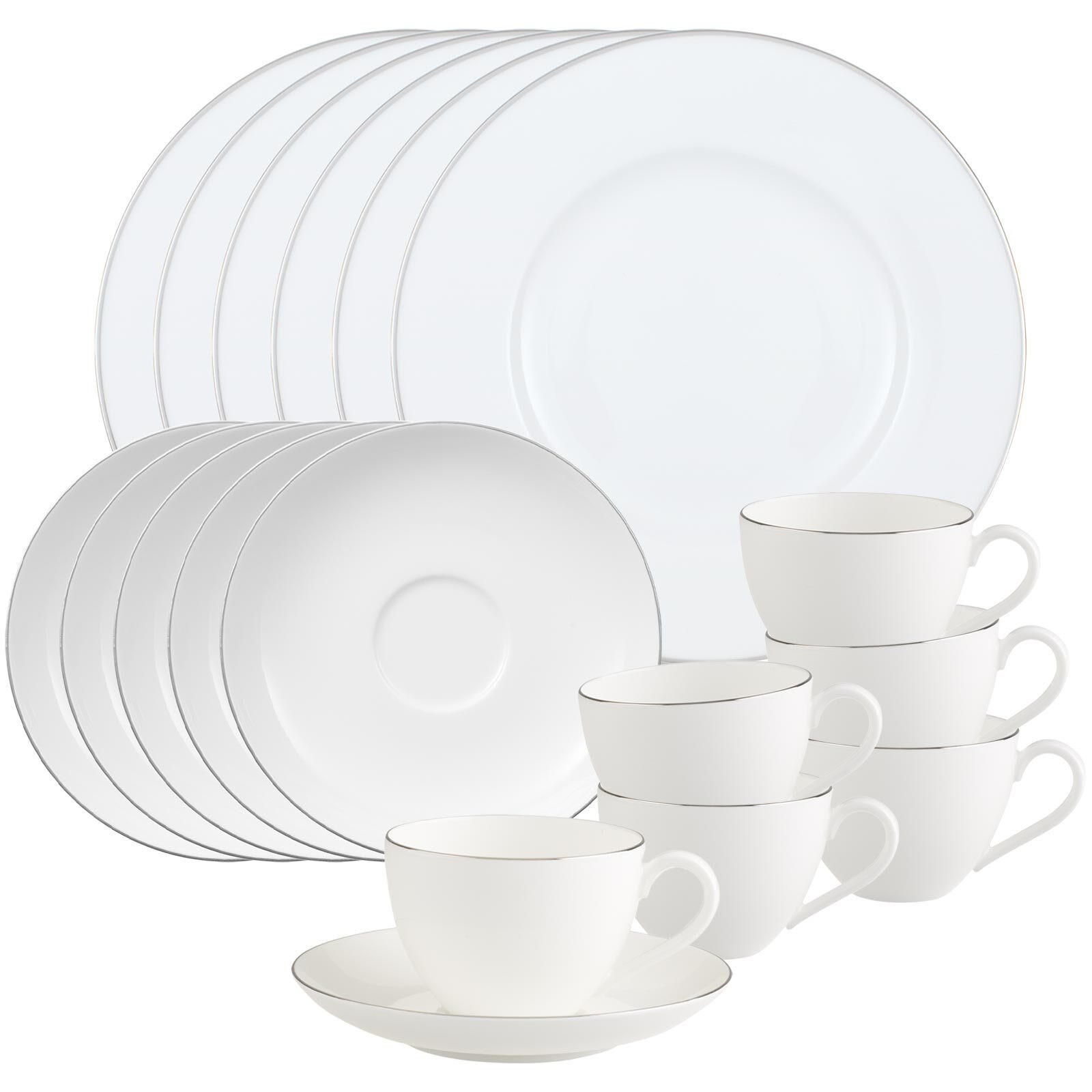 KAFFEESERVICE Anmut Platinum No.1 weiß 18er Set - Weiß, Keramik (1/1/1cm) - Villeroy & Boch