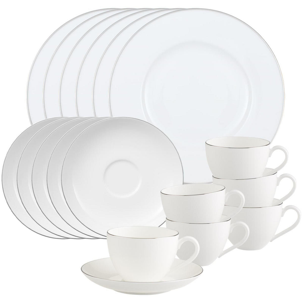 KAFFEESERVICE Anmut Platinum No.1 weiß 18er Set - Weiß, Keramik (1/1/1cm) - Villeroy & Boch