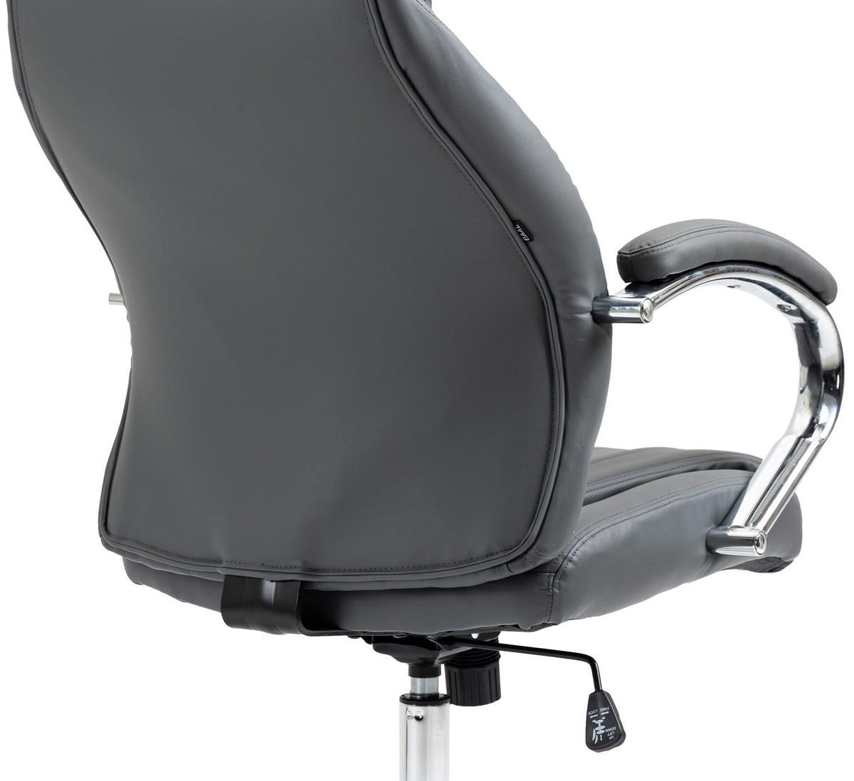 CHEFSESSEL Echtleder grau - Chromfarben/Grau, Leder/Metall (73/120/76cm) - CLP