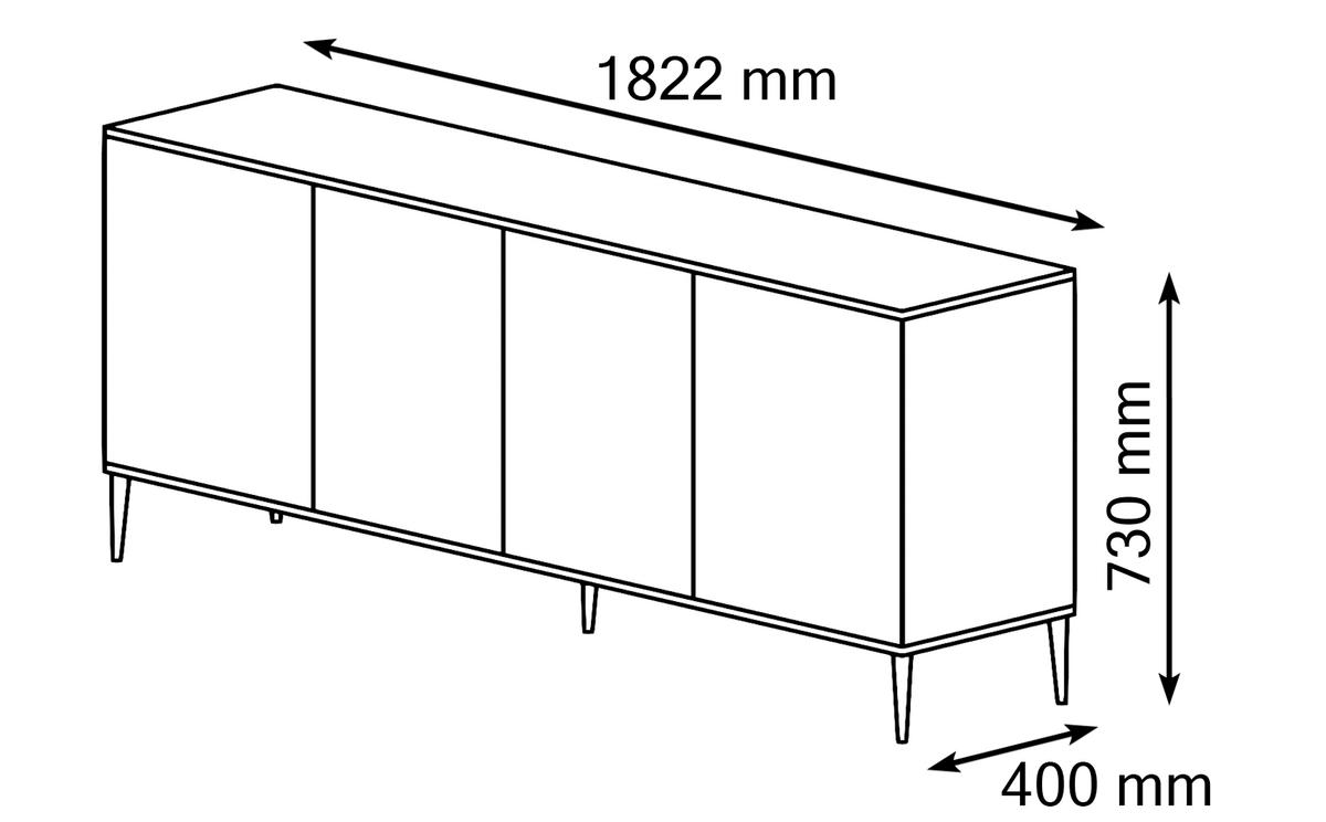 KOMMODE Schwarz, Gold 182/73/40 - Schwarz, Holzwerkstoff (182/73/40cm) - RAUMHIRSCH FURNITURE