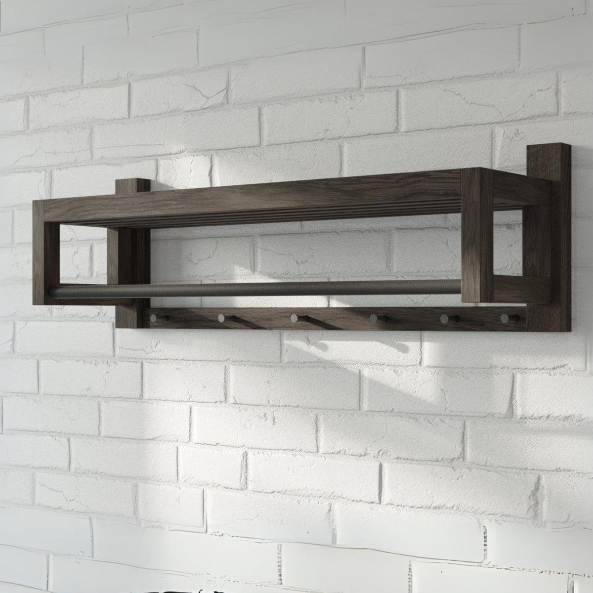 WANDGARDEROBE Bo, schwarze Eiche und schwarzes Metall, 26/88/26 cm - Schwarz, Holz (88/26/26cm) - WOODEK