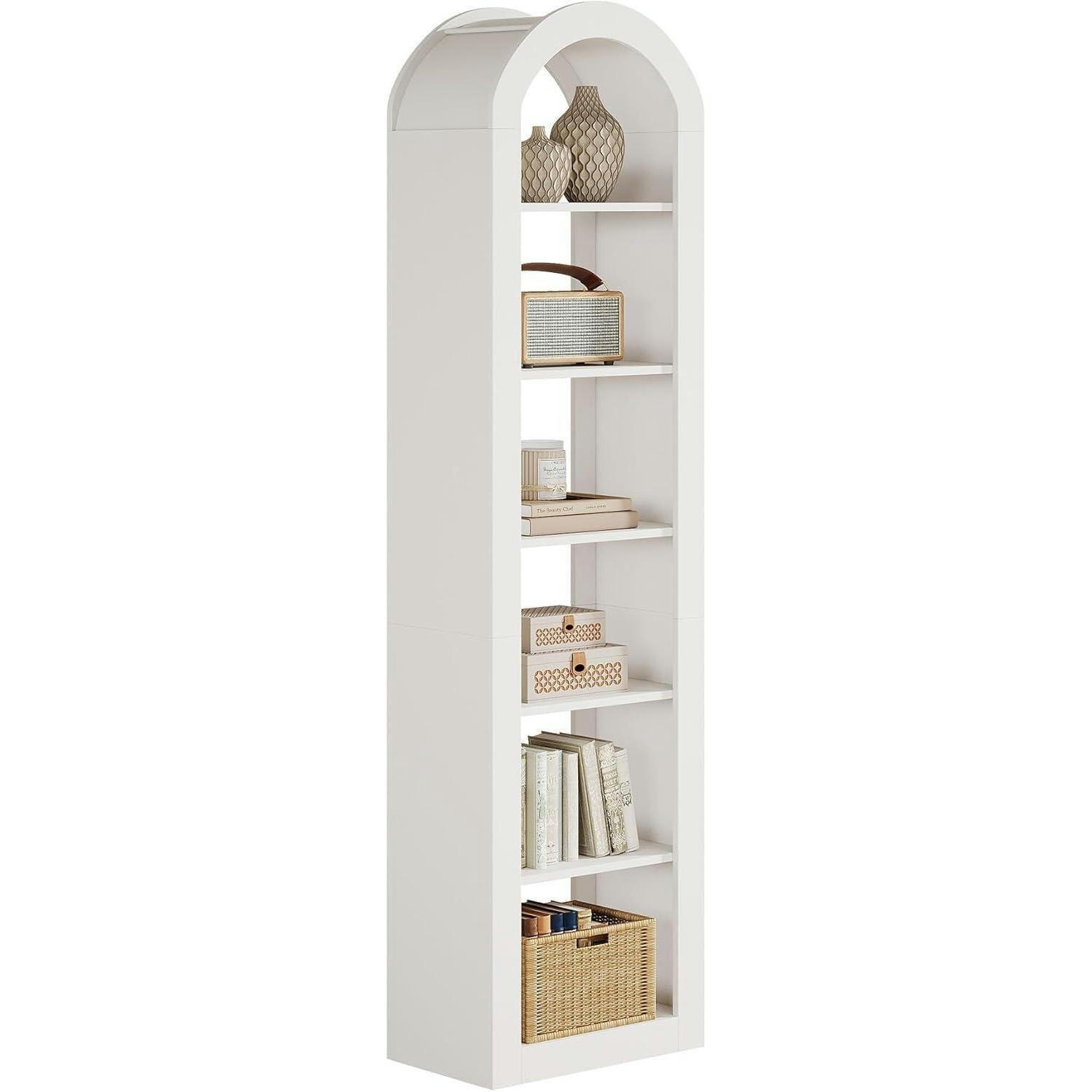BÜCHERREGAL mit Bogen Weiß 50 x 30 x 190 cm - Weiß, Holzwerkstoff (50/190/30cm)