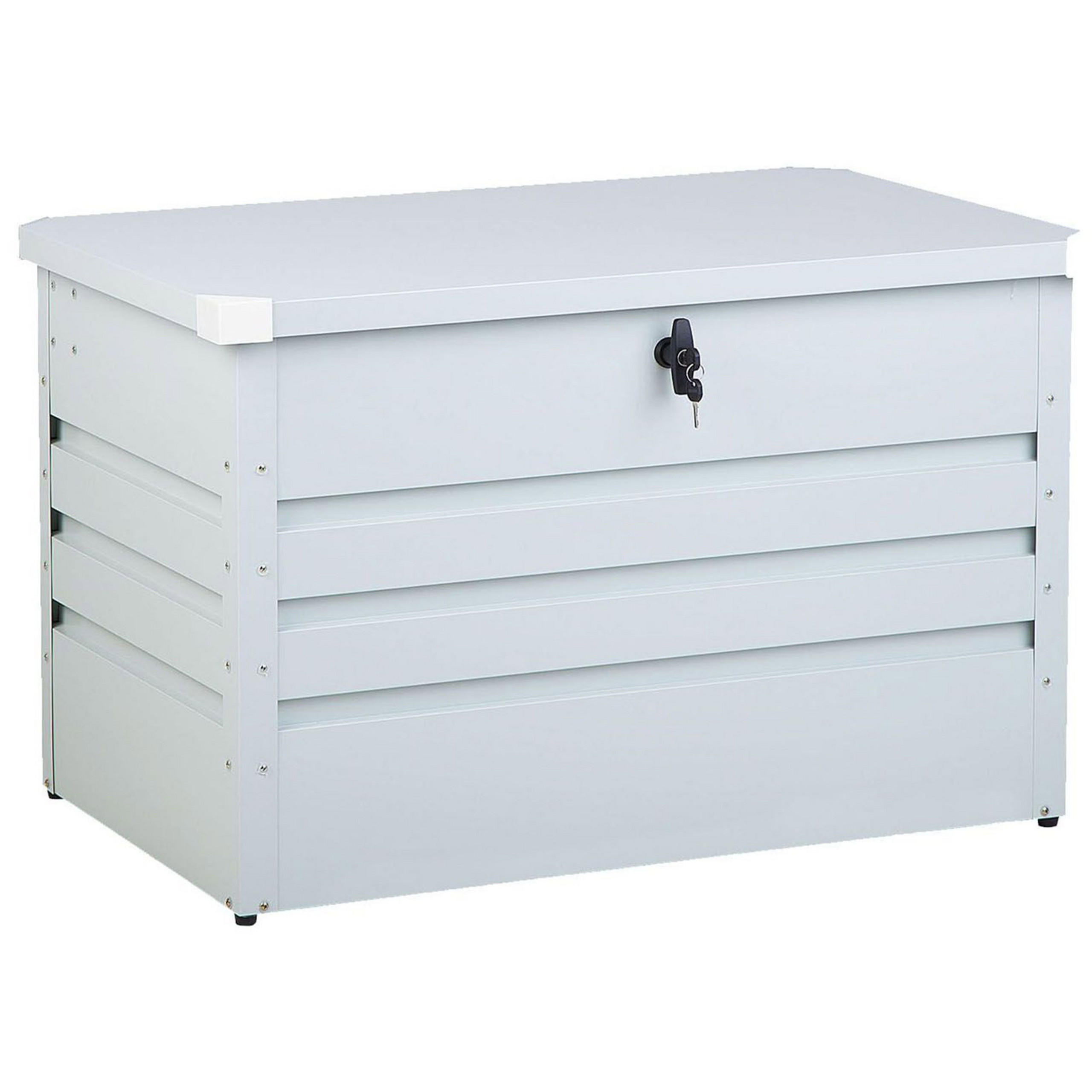 AUFLAGENBOX Stahl hellgrau 100/62 cm Cebrosa - Hellgrau, Metall (100/64/62cm) - Beliani