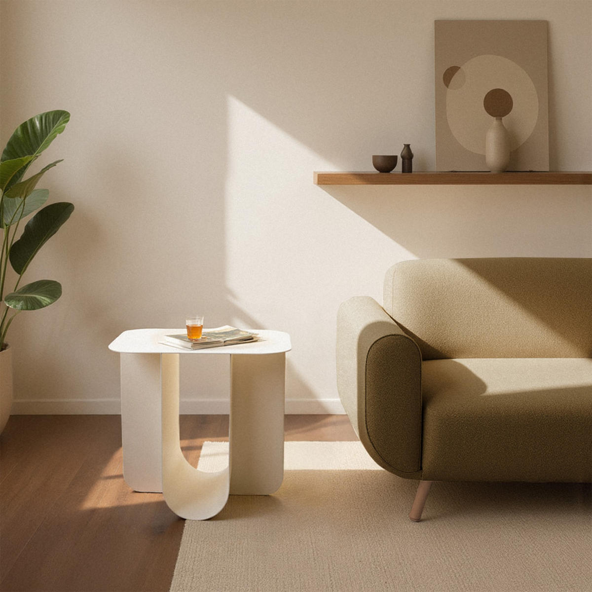 BEISTELLTISCH aus Metall 45x40 cm - Blum - Beige - Beige, Metall (45/40/40cm) - Drawer