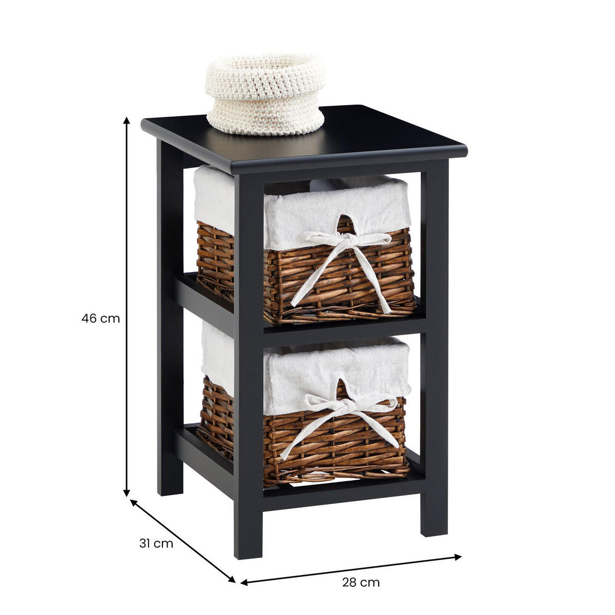 NACHTTISCH NOKOMIS - Schwarz, Holz (28/46/31cm) - IDIMEX