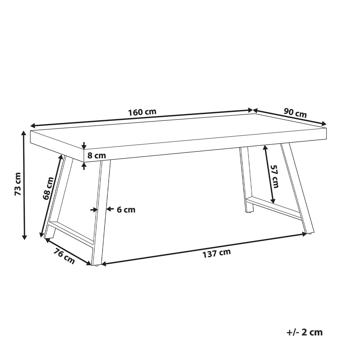 ESSTISCH 160/90 cm Dunkler Holzfarbton/Schwarz Warton - Dunkelbraun/Schwarz, Holz (160/90/74cm) - Beliani